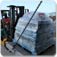 Forklift unloading relief supplies for Royal Caribbean