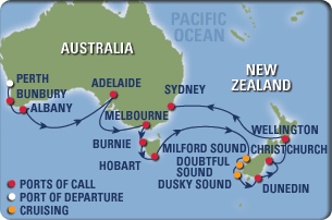 Australia/New Zealand Cruise Map
