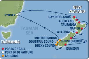Australia/New Zealand Cruise Map