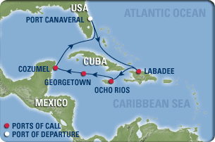 Western Caribbean Cruise Map