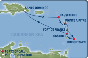 Southern Caribbean Cruise Map