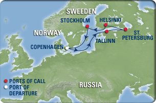 Northern Europe & Mediterranean Cruise Map