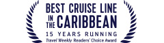 ; la mejor compañía de cruceros en el Caribe, por Travel Weekly